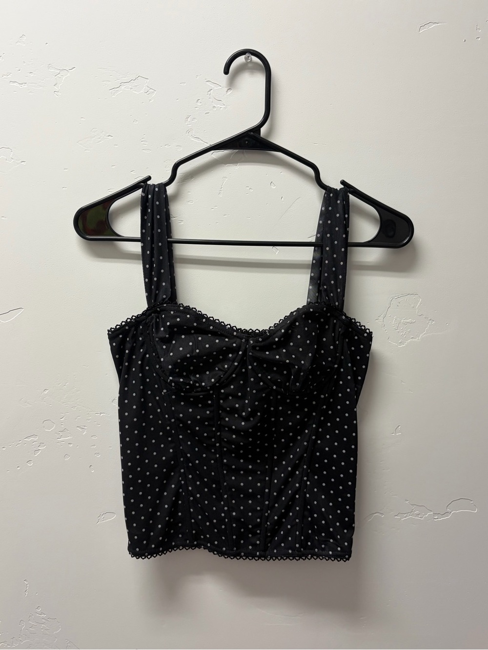 Black Polka Dot Underwire Crop Top